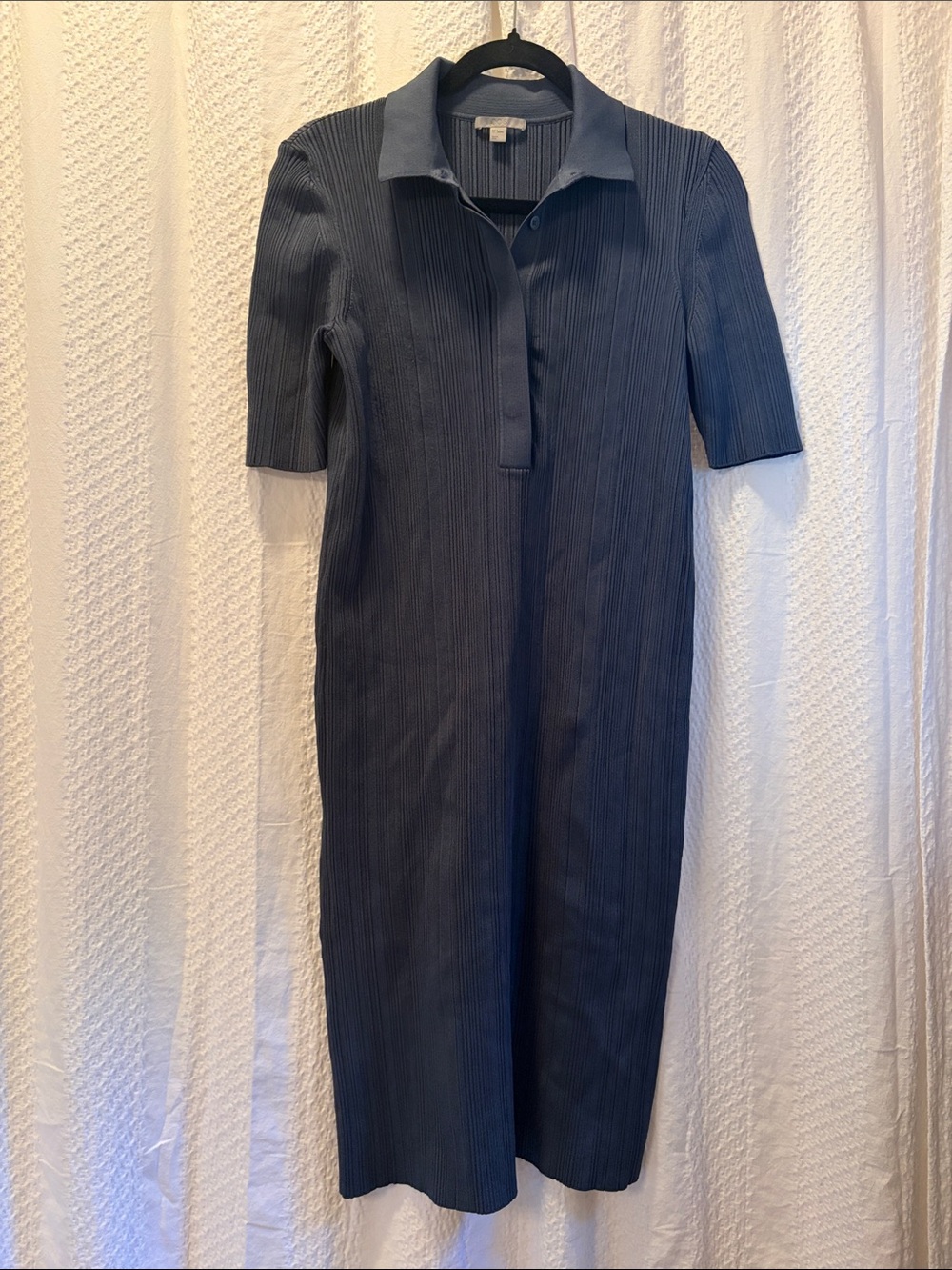 COS Navy Ribbed Polo Midi Dress Size S